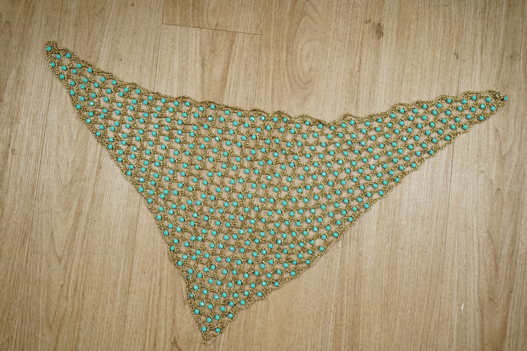 A beaded jacket, beadwork length and 1960's scarf